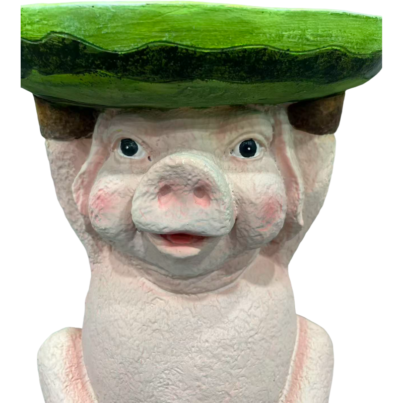 13.39" High Cute Pig Side Table, 11.34" Wide Pig with Watermelon Top, Multi-Functional Plant Stand & End Table for Home & Garden Decoration - image 15
