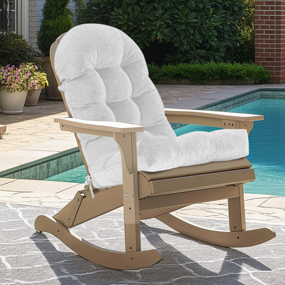 UV Resistant Indoor/Outdoor Chair Cushion - Waterproof Rocking & Adirondack Seat Pad with Elastic Back + 2 Anti-Slip Ties, Fade-Proof Design - image 2