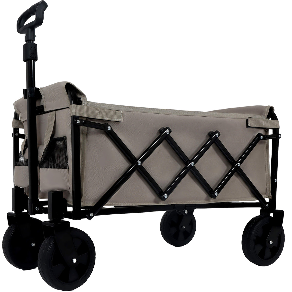Expandable Dual-Layer Utility Wagon with 100% Extra Space - Grocery Cart for Camping, Shopping, Sports, Gardening, Fishing, Supports 225lbs, Beige - image 5