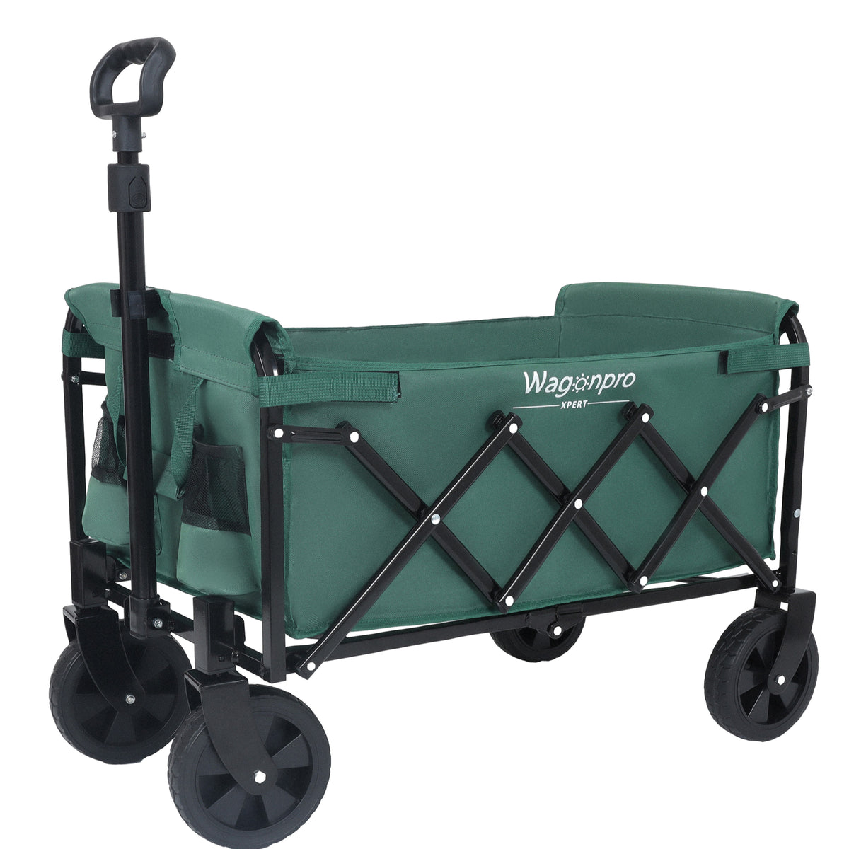Expandable Dual-Layer Utility Wagon with 100% Extra Space - Grocery Cart for Camping, Shopping, Sports, Gardening, Fishing, Supports 225lbs, Green - image 4