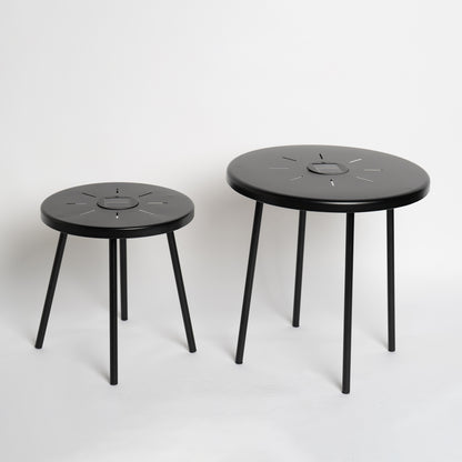 2-Pack Solar Powered Side Table with LED Light, Outdoor/Indoor Nesting Round End Table Set - image 6