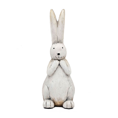 7.5x7x20" Textured White Magnesium Bunny Rabbit with Subtle Gold Details - image 2