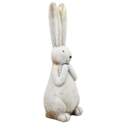 9.5x9.5x27.5" Textured White Magnesium Bunny Rabbit with Subtle Gold Details - image 3