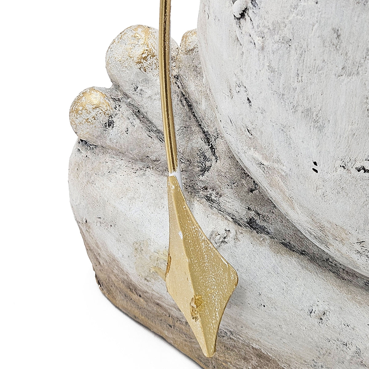 11.4x8.3x24.8" Abstract White Magnesium Frog Figurine with Gold Arms and Eyes - image 9