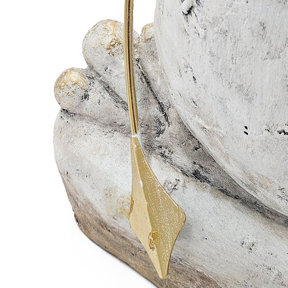 11.4x8.3x24.8" Abstract White Magnesium Frog Figurine with Gold Arms and Eyes - image 9