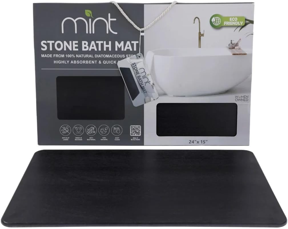 4 Colors! - 24'' X 15'' Diatomaceous Quick Drying Stone Bath Mat