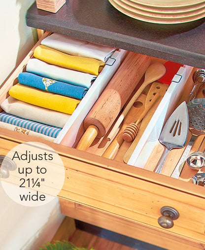 Adjustable Plastic Drawer Dividers - For Kitchen or Bedroom - Set of 2