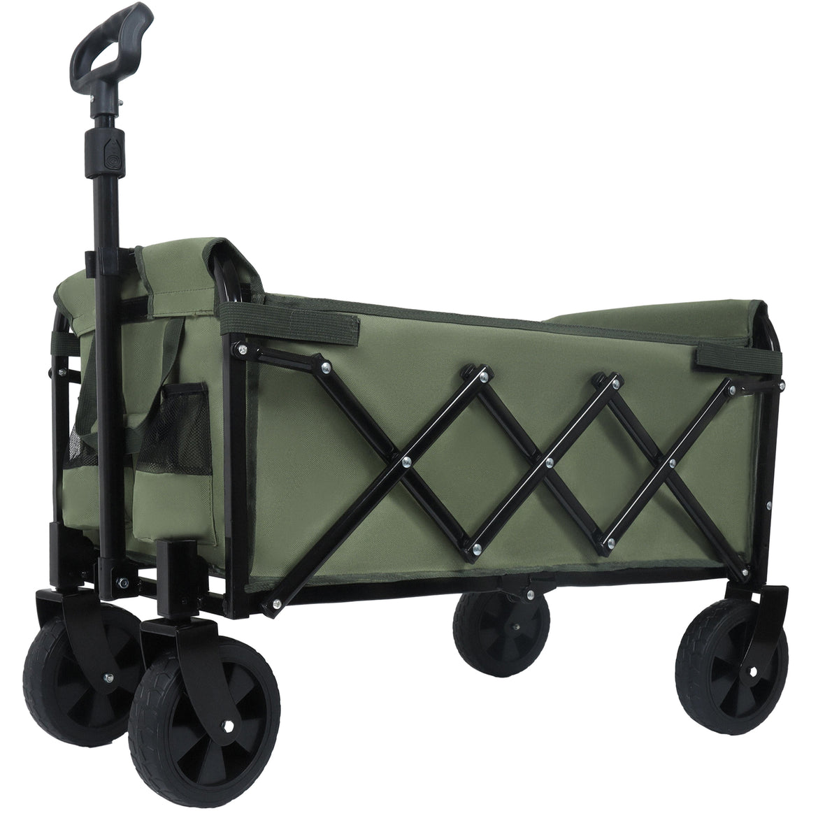 Expandable Dual-Layer Utility Wagon with 100% Extra Space - Grocery Cart for Camping, Shopping, Sports, Gardening, Fishing, Supports 225lbs, army green - image 2