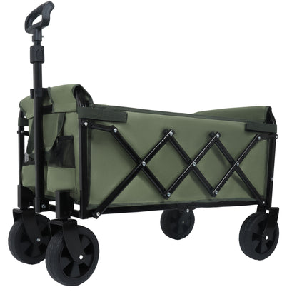 Expandable Dual-Layer Utility Wagon with 100% Extra Space - Grocery Cart for Camping, Shopping, Sports, Gardening, Fishing, Supports 225lbs, army green - image 2