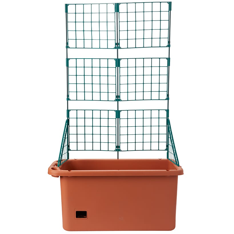 VegetablePlanterWithWheelsAndTrellis-58InchSelfWatering