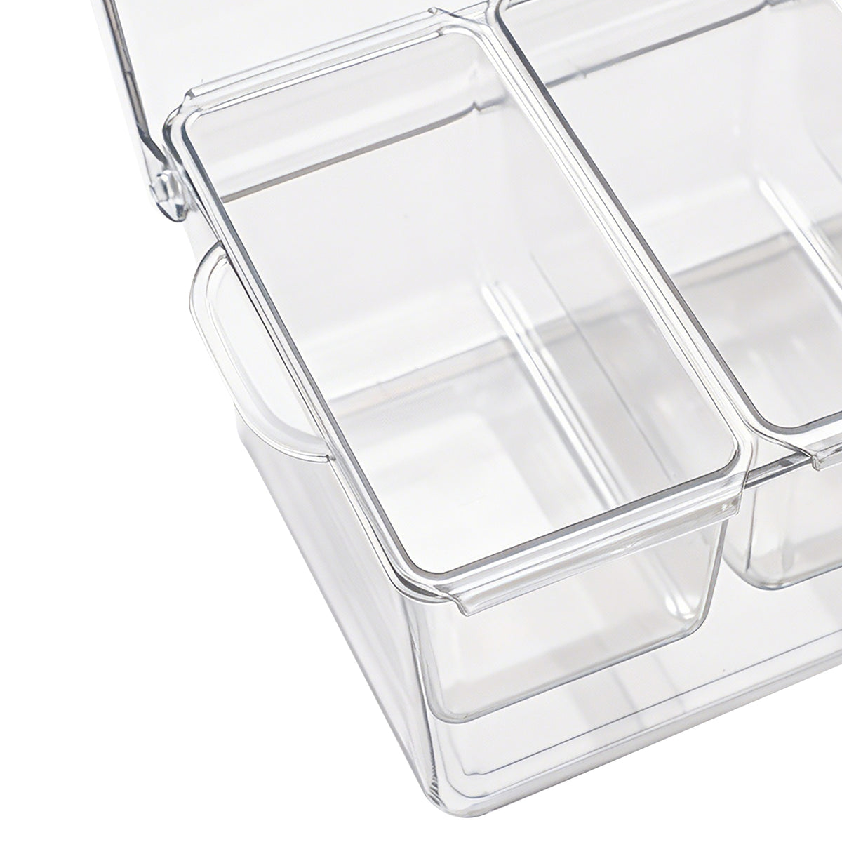 Chilled Condiment Server Caddy, 5 Compartment Ice Cooled Serving Container, Plastic Fruit Garnish Tray Platter with Lid, for Taco Salad Bar Accessories, Party Home Restaurant Supplies - image 3