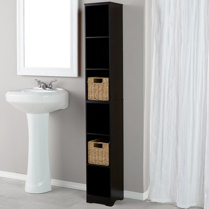 Narrow Storage Tower with 6 Shelves or Set of 2 Wicker Baskets