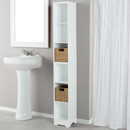 Narrow Storage Tower with 6 Shelves or Set of 2 Wicker Baskets