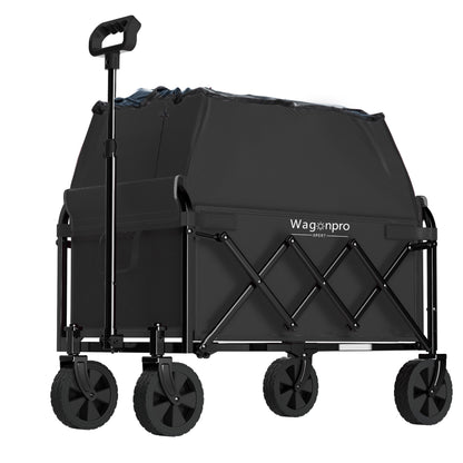 Expandable Dual-Layer Utility Wagon with 100% Extra Space - 220lbs Grocery Cart for Camping, Shopping, Sports, Gardening, Fishing, Black - image 7