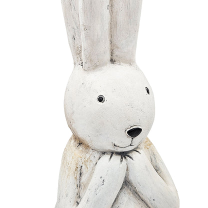 9.5x9.5x27.5" Textured White Magnesium Bunny Rabbit with Subtle Gold Details - image 7