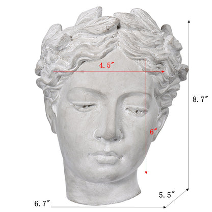 6.7x5.5x8.7" Visage Cement Wall Planter Wall Vase, Small - image 11