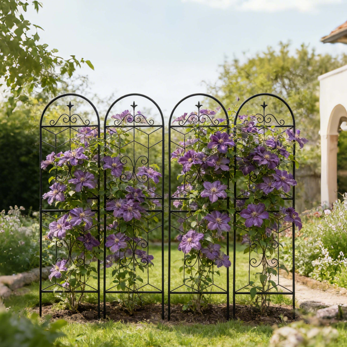 4 Pack Metal Garden Trellis 71" x 19.7" Rustproof Trellis for Climbing Plants Outdoor Flower Support Black - image 8