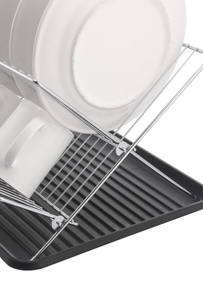 17 Inch X Shaped Stainless Steel 2-Tier Dish Rack for Kitchen Counter