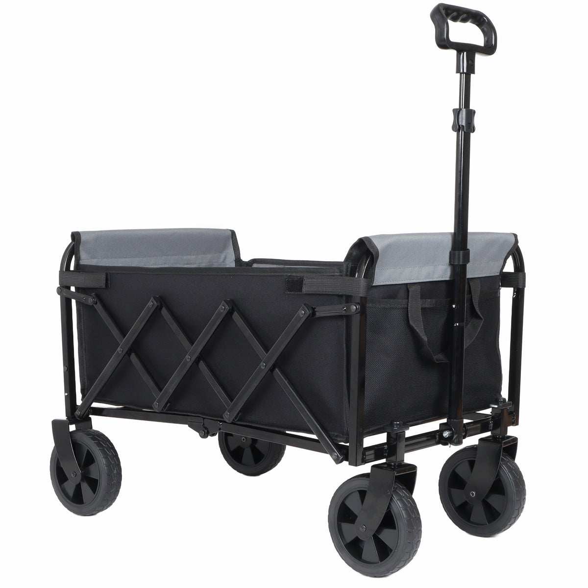 Collapsible Wagon with Wheels - 3 in 1 Lightweight Utility Camping Wagons Carts Foldable with 220lbs Weight Capacity, Cup Holders, for Pet Riding, Groceries, Camping, Shopping (Black) - image 8