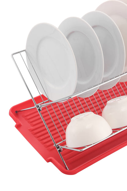 17 Inch X Shaped Stainless Steel 2-Tier Dish Rack for Kitchen Counter