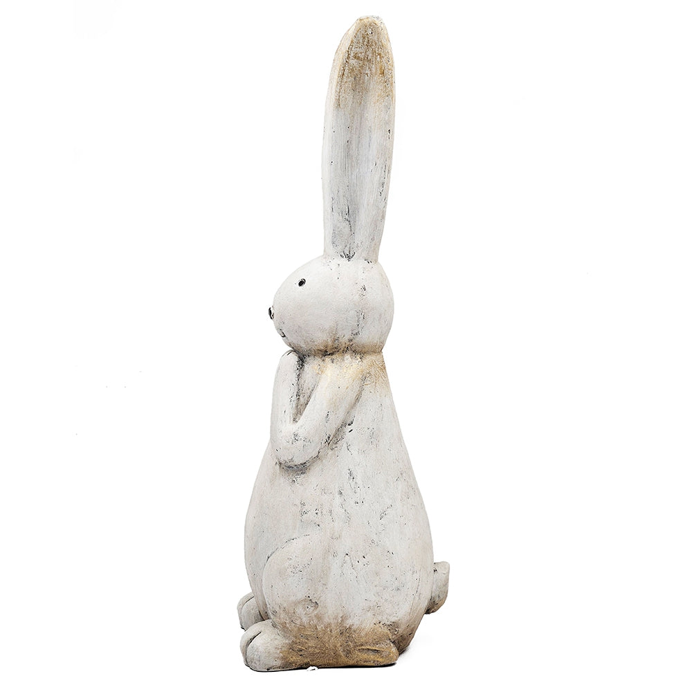9.5x9.5x27.5" Textured White Magnesium Bunny Rabbit with Subtle Gold Details - image 6