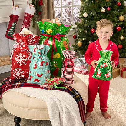 6-Pc. Christmas Assorted Pull String Sacks