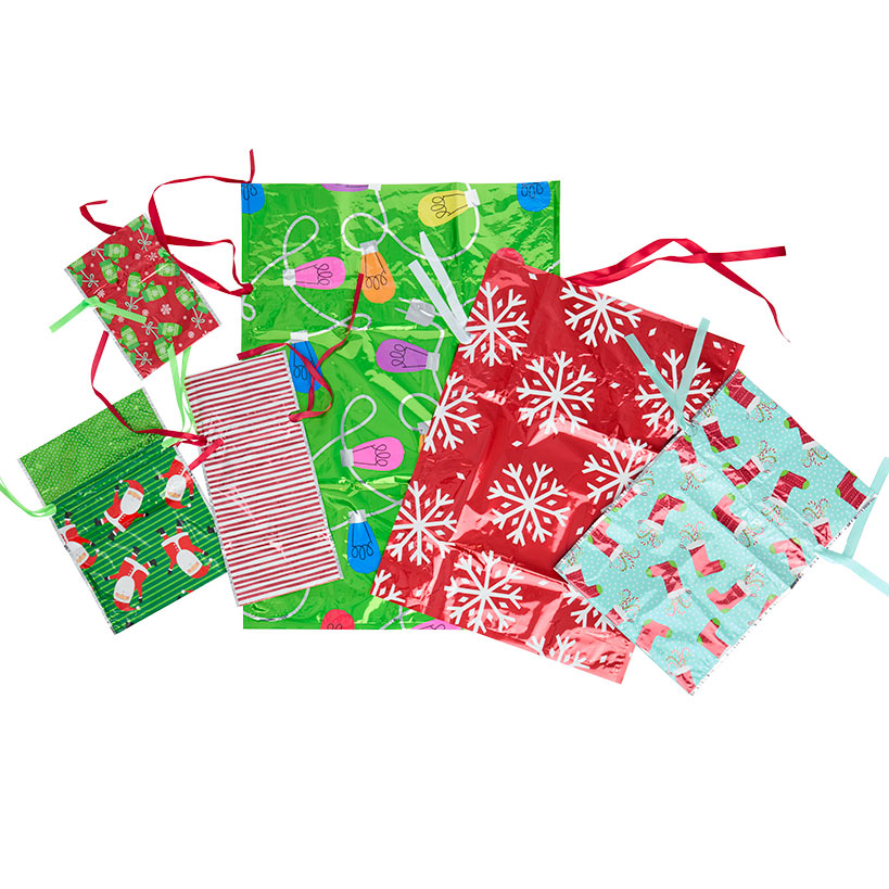 6-Pc. Christmas Assorted Pull String Sacks