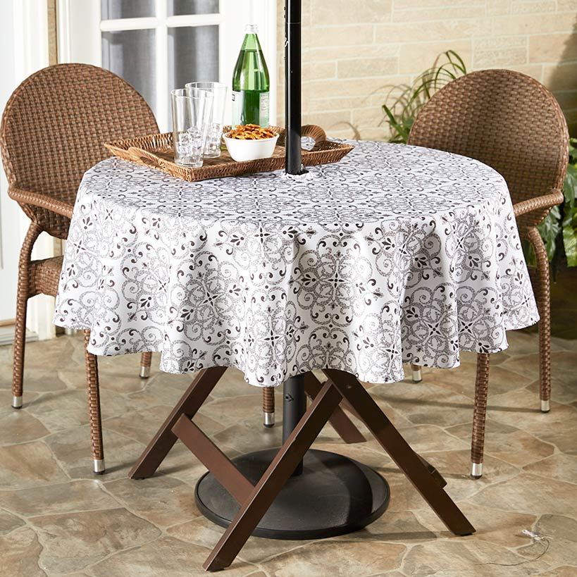 Outdoor Patio Tablecloth with Umbrella Hole and Zip: Round or Rectangular#select-design_mosaic