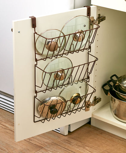 Kitchen Cabinet Metal Lid Storage Organizer 3-Tier - Bronze or White