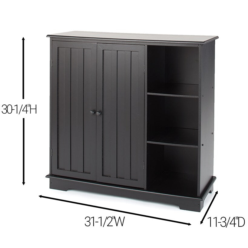 Beadboard Wooden Cabinet with 3 Storage Shelves and Cupboard#select-item_black-storage-cabinet