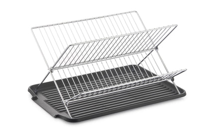 17 Inch X Shaped Stainless Steel 2-Tier Dish Rack for Kitchen Counter