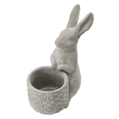 9x5.5x12.5" Gray Cement Rabbit Planter - image 3