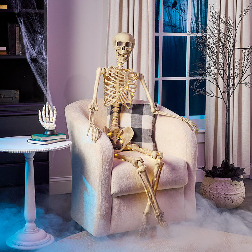 Halloween Skeleton Poseable Lighted Decor 16 Inch 35 Inch and 65 Inch#select-height_65"