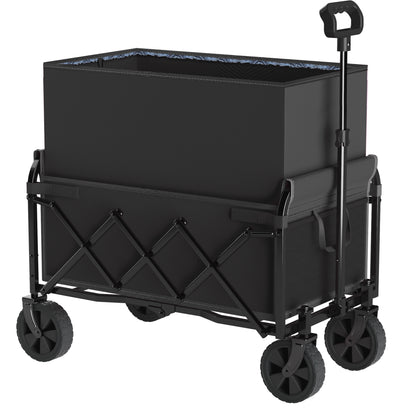 Expandable Dual-Layer Utility Wagon with 100% Extra Space - 220lbs Grocery Cart for Camping, Shopping, Sports, Gardening, Fishing, Black - image 9