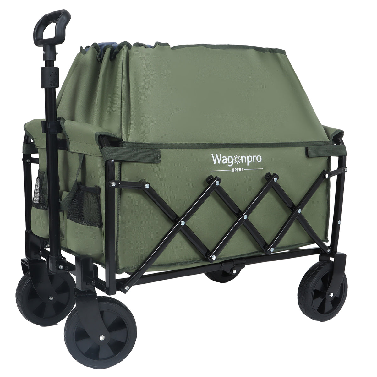 Expandable Dual-Layer Utility Wagon with 100% Extra Space - Grocery Cart for Camping, Shopping, Sports, Gardening, Fishing, Supports 225lbs, army green - image 12