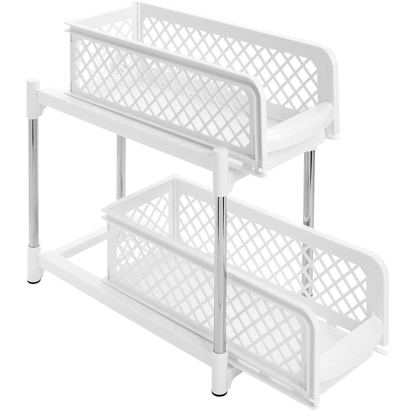 Sliding Storage Drawers Pull Out Plastic Cabinet Organizer 2 Tier#select-item_6"-white