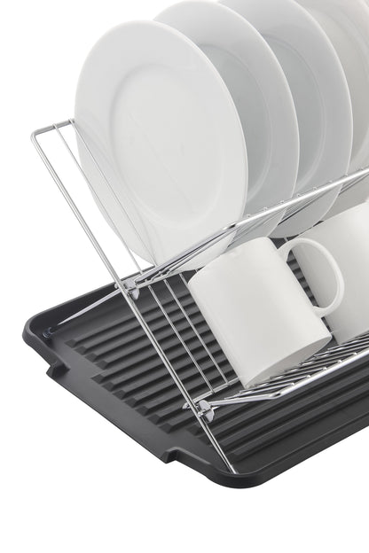 17 Inch X Shaped Stainless Steel 2-Tier Dish Rack for Kitchen Counter