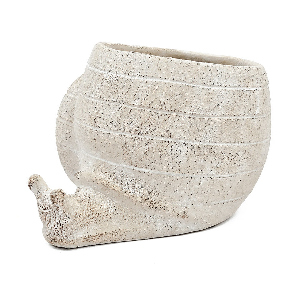 9.5x8.3x6" Decorative Sand and Cement Snail Planter with Textured Beige Finish - image 5