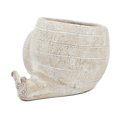 9.5x8.3x6" Decorative Sand and Cement Snail Planter with Textured Beige Finish - image 5