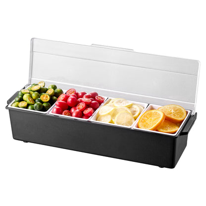Chilled Condiment Server 4 Compartment Cold Serving Tray with Lid for Fruit - image 7