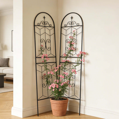 2 Pack Metal Garden Trellis 71" x 19.7" Rustproof Trellis for Climbing Plants Outdoor Flower Support Black - image 2