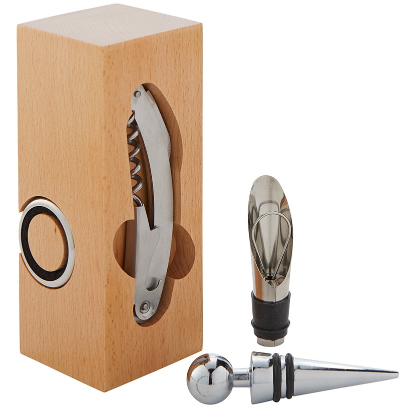 Wine Opener Set with Wooden Stand 6pc