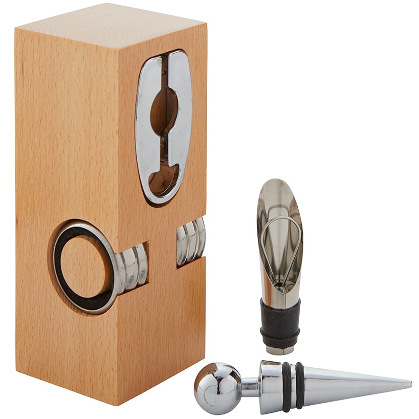 Wine Opener Set with Wooden Stand 6pc