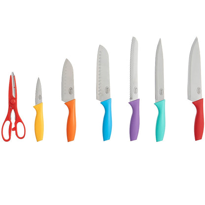 Alpine Cuisine Stainless Steel Knife Set with Color Handle and Sheath