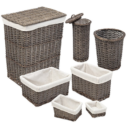 Split Willow Woven Storage Basket Set 7 Piece