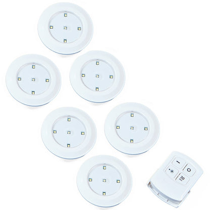 Wireless LED Puck Lights Set of 6 with 16 Ft. Range Remote