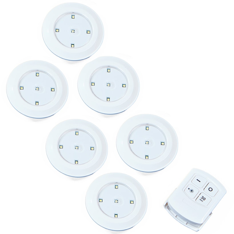 Wireless LED Puck Lights Set of 6 with 16 Ft. Range Remote