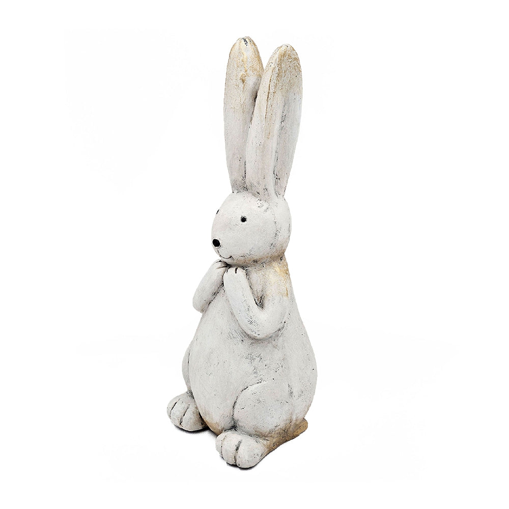 7.5x7x20" Textured White Magnesium Bunny Rabbit with Subtle Gold Details - image 5