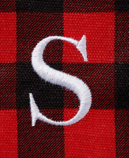 Women's Monogram Red Buffalo Plaid Tote Bag with Matching Purse Set