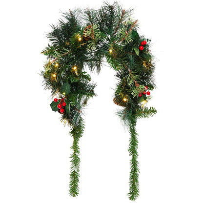 Snow-Tipped Pre-Lit Holiday Wreath or Vertical Swag